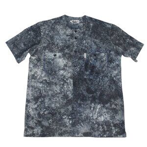 Pathe'O Pathe O Splatter Dyed Button Front Shirt Gray Pockets Size 42 L